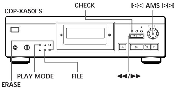 CDP-XA50ES CHECK AMS PLAY MODE FILE ERASE
