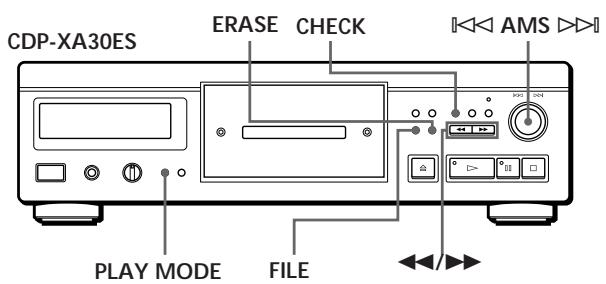 CDP-XA30ES ERASE CHECK AMS PLAY MODE FILE