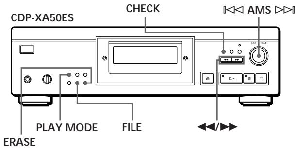 CDP-XA50ES CHECK AMS PLAY MODE FILE ERASE