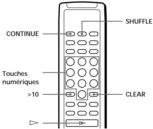 SHUFFLE CONTINUE Touches numériques >10 CLEAR
