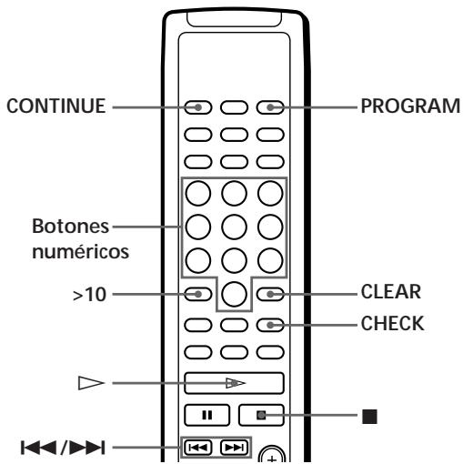 CONTINUE PROGRAM Botones numéricos >10 CLEAR CHECK + - < <