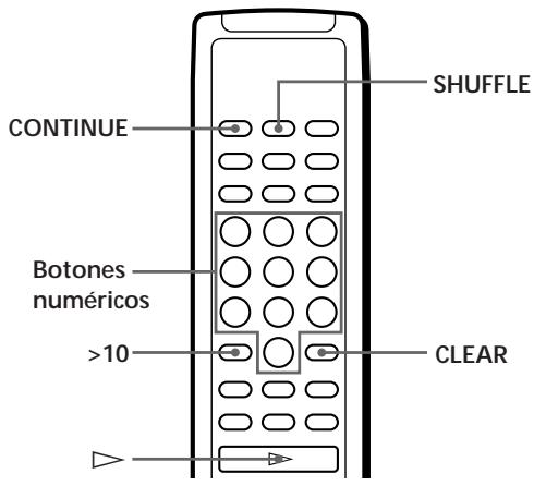 SHUFFLE CONTINUE Botones numéricos >10 CLEAR