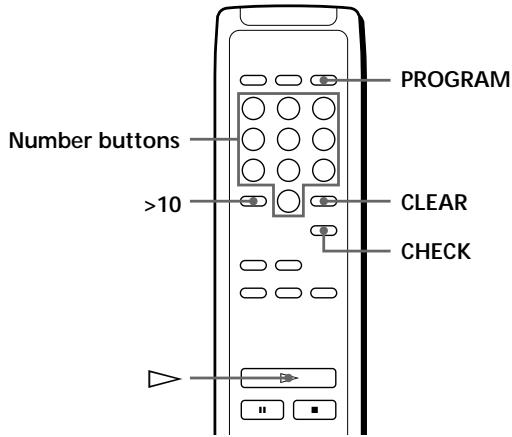 SONY CDP-XE330 - Creating a programme using the remote - 1