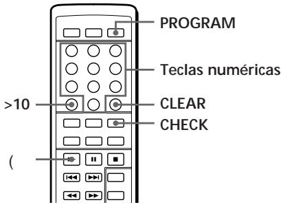 PROGRAM Teclas numéricas >10 CLEAR CHECK (