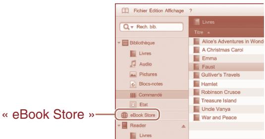 SONY PRS-600 - Démarrez eBook Library, puis cliquez sur « eBook Store » - 1