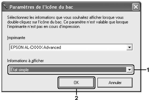 EPSON ACULASER C4200 - Paramètres de l'icône du bac - 1