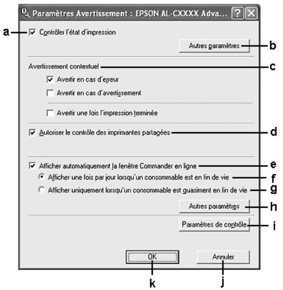 EPSON ACULASER C4200 - Paramètres de notification - 1