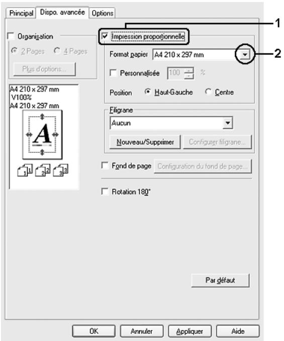 EPSON ACULASER C4200 - Pour redimensionner automatiquement les pages en fonction du format du papier : - 1
