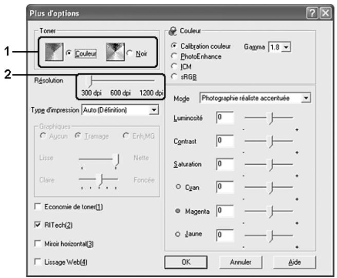 EPSON ACULASER C4200 - Personnalisation des paramètres d'impression - 1