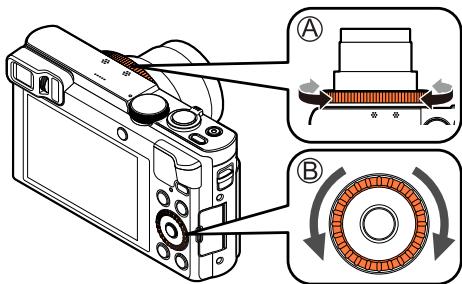 PANASONIC TZ70 - Tournez la bague de commande (A) pour sélectionner la valeur d'ouverture et tournez la molette de contrôle (B) pour sélectionner la vitesse d'obturation - 1