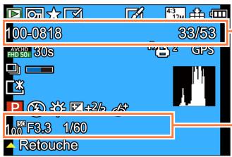 PANASONIC TZ70 - Liste des affichages de l'écran LCD/Viseur - 1