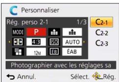 PANASONIC TZ70 - Utilisez ▲▼ pour sélectionner la configuration personnalisée - 1