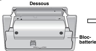 PANASONIC DVD-LX95 - Fixation du bloc-batterie (avec le lecteur hors tension) - 1