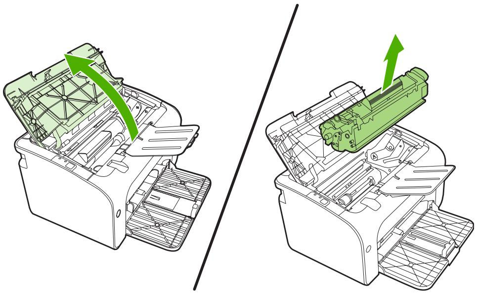HP LASERJET P1006 - Pour dégager un bourrage dans la zone des cartouches d'impression - 1