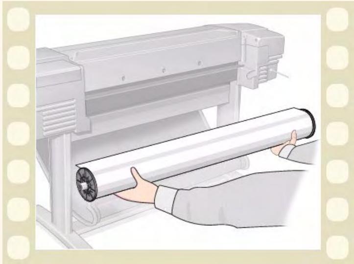 HP DESIGNJET 500 - Installation d'un nouveau rouleau dans l'imprimante - 2