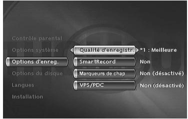 THOMSON DTH8060 - Menu Options d'enregistrement - 1