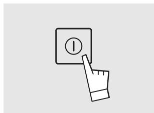 Hand icon pointing at a button labeled with a number 1, likely indicating a status or notification.