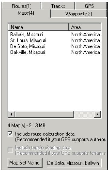 GARMIN MAPSOURCE - Onglet Maps (Cartes) - 1