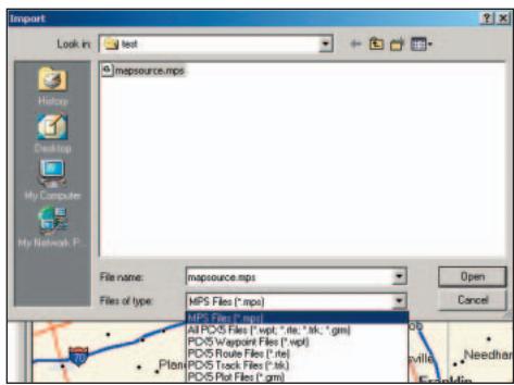 GARMIN MAPSOURCE - Importation de fichiers - 1