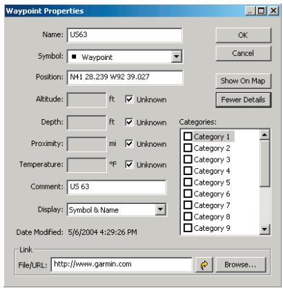 GARMIN MAPSOURCE - Points de cheminement - 1