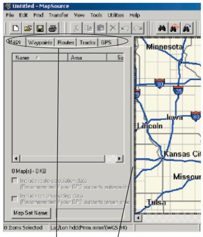 GARMIN MAPSOURCE - Onglets Données - 1