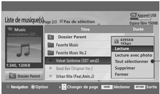 LG 42PQ2000 - Sélection de musique et menu contextual - 3