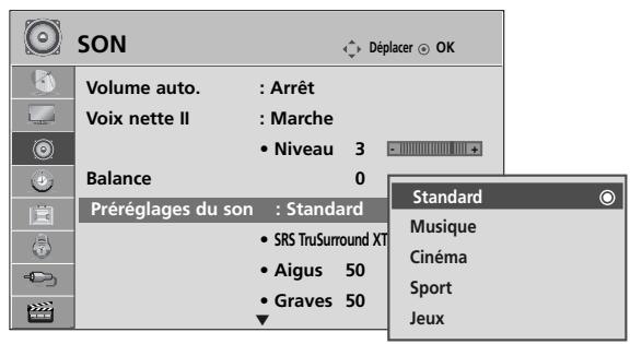 LG 42PQ2000 - RéGLAGES PRÉDÉFINIS DU SON: MODE SON - 3