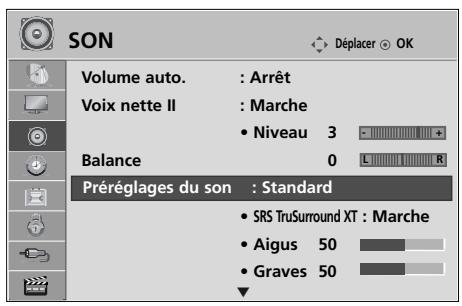 LG 42PQ2000 - RéGLAGES PRÉDÉFINIS DU SON: MODE SON - 1