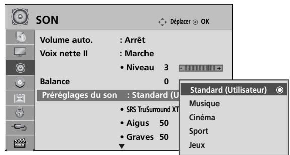 LG 42PQ2000 - RéGLAGES DU SON : MODE UTILISATEUR - 3