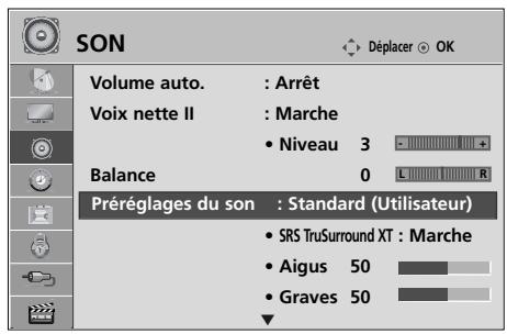 LG 42PQ2000 - RéGLAGES DU SON : MODE UTILISATEUR - 1