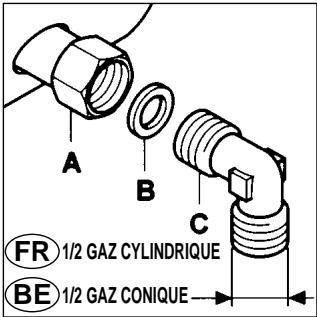 FR 1/2 GAZ CYLINDRIQUE BE 1/2 GAZ CONIQUE