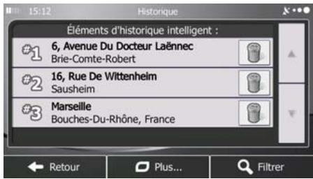 MAPPY ULTI X555 - Sélectionner une destination récente à partir de l'histoire - 2
