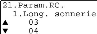 21.Param.RC. 1.Long. sonnerie ▲ 03 ▼ 04