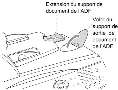 Extension du support de document de l'ADF Volet du 'support de sortie de document de l'ADF