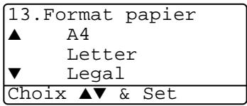 13.Format papier ▲ A4 Letter ▼ Legal Choix ▲▼ & Set