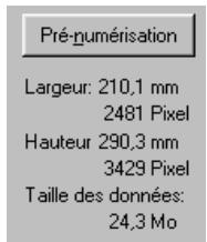 Pré-numérisation Largeur: 210,1 mm 2481 Pixel Hauteur 290,3 mm 3429 Pixel Taille des données: 24,3 Mo