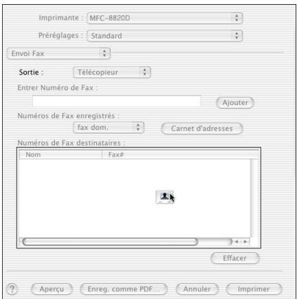 Imprimante : MFC-8820D Préréglages : Standard Envoi Fax Sortie : Télécopieur Entrer Numéro de Fax : Ajouter Numéros de Fax enregistrés : fax dom. Carnet d'adresses Numéros de Fax destinataires : Nom Fax# Effacer Aperçu Enreg. comme PDF... Annuler Imprimer