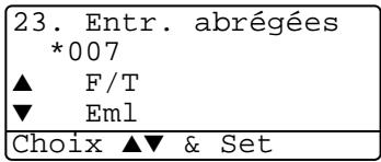 23. Entr. abrégées *007 ▲ F/T ▼ Eml Choix ▲▼ & Set