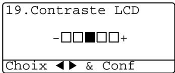 19.Contraste LCD -□□■□□+ Choix ◀▶ & Conf