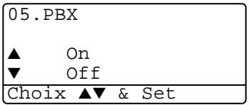05.PBX ▲ On ▼ Off Choix ▲▼ & Set