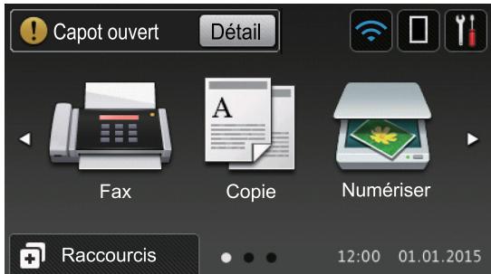 Capot ouvert Détail Fax Copie Numériser Raccourcis 12:00 01.01.2015