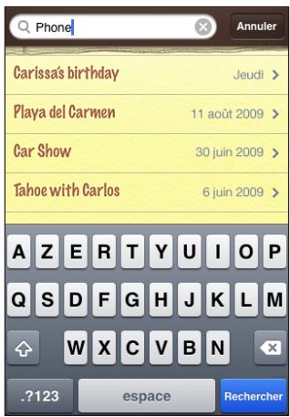 APPLE IPHONE OS 3.0 - Recherche des notes - 1