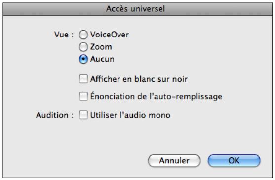 APPLE IPHONE OS 3.0 - Activer ou désactiver des fonctionnalités d'accessibilité dans iTunes : - 1