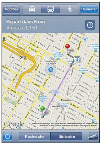 APPLE IPHONE OS 3.0 - Obtention d'itinéraires : - 1