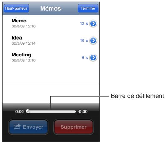 APPLE IPHONE OS 3.0 - Écoute de mémos vocaux - 1