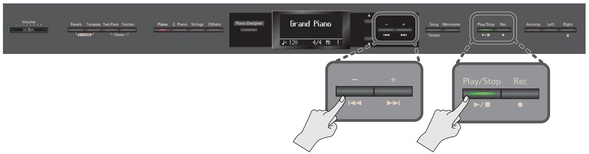ROLAND HP307-PE - Régler le volume de la reproduction des morceaux - 1