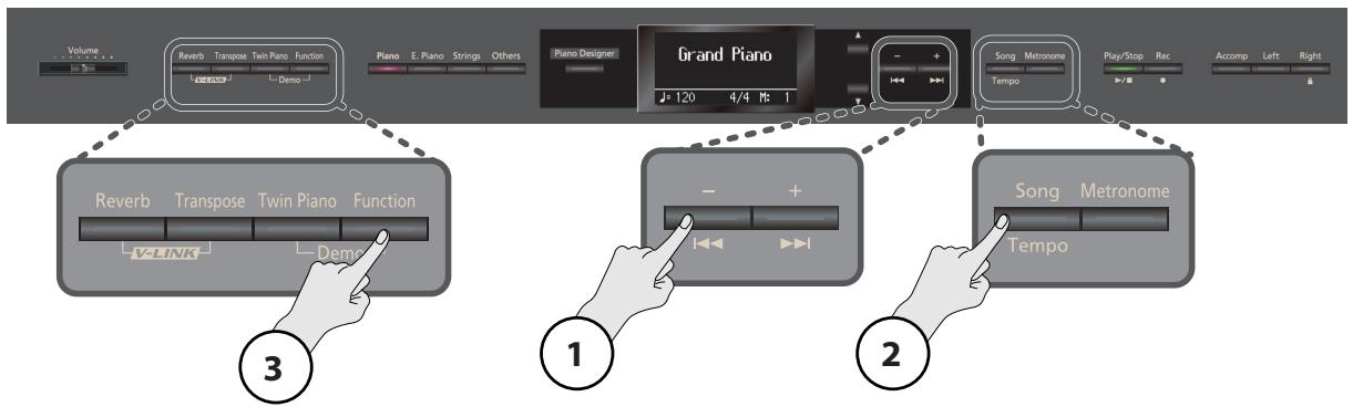 ROLAND HP307-PE - Appuyez sur le bouton [function]. - 2