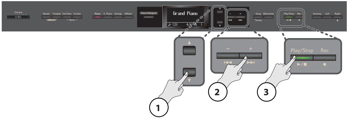 ROLAND HP307-PE - Sélectionner la destination d'un morceau - 1