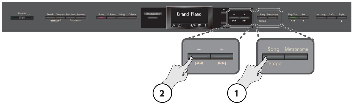 ROLAND HP307-PE - Changer le tempo du morceau - 1