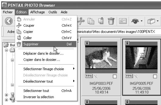 PENTAX K10D - Suppression de dossiers/de fichiers image - 1